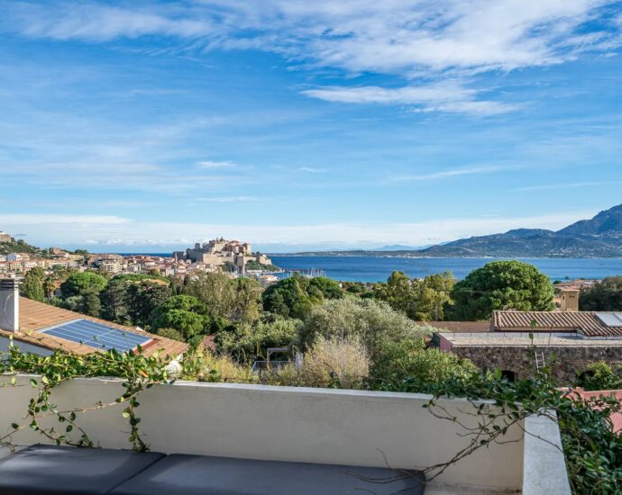 Calvi, villa 5 chambres, piscine, vue mer, centre-ville et plage à pied