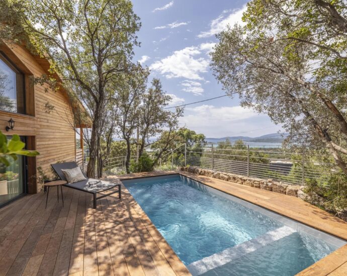 Arasu, Chalet 2 chambres, piscine, vue mer, proche plage