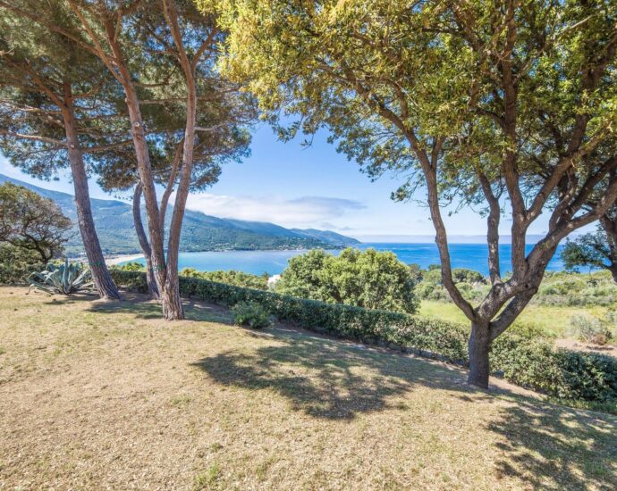 Exclusive, North of Ajaccio, Tiuccia, Calcatoggio,  stone-built villa, 5 bedrooms, pool, gym, sea view, walking distance to the beach
