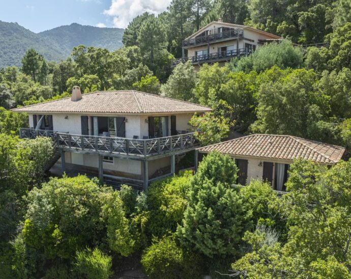 Porto-Vecchio, 3 villas, 7 bedrooms, swimming pool, sea and mountain views, near beach
