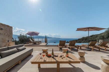 Olmeto, Abbartello, 6 chambres, piscine à débordement, vue mer panoramique, proche plage