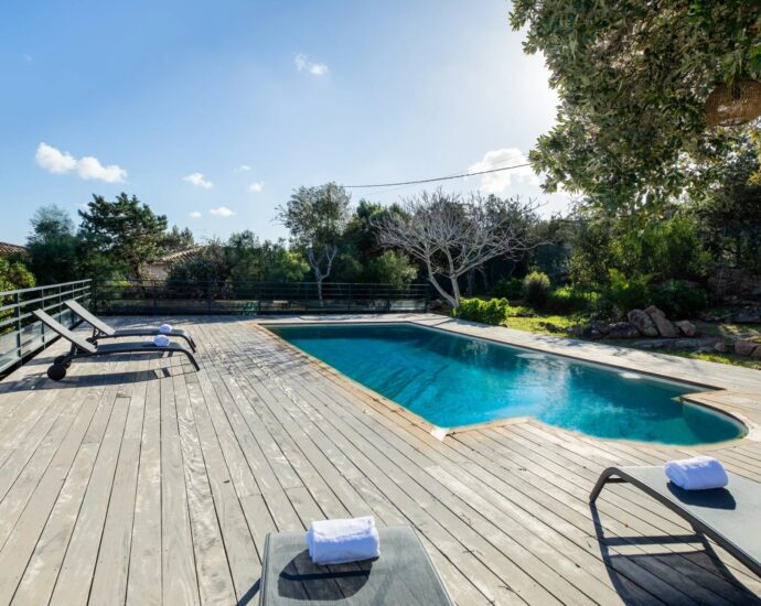 Porto-Vecchio, Palombaggia, villa vue mer, 3 chambres, piscine, plage à pied