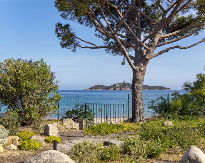 Caramontino, Domaine d&rsquo;Arinella, villa 7 chambres, pied dans l&rsquo;eau, piscine, vue mer panoramique, plage à pied
