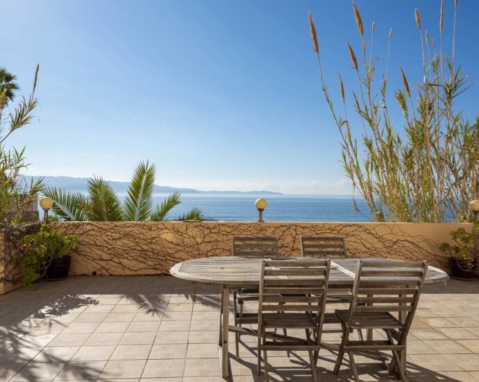 Exclusive: Ajaccio, waterfront villa with panoramic sea view, 6 bedrooms, walking distance to the beach.