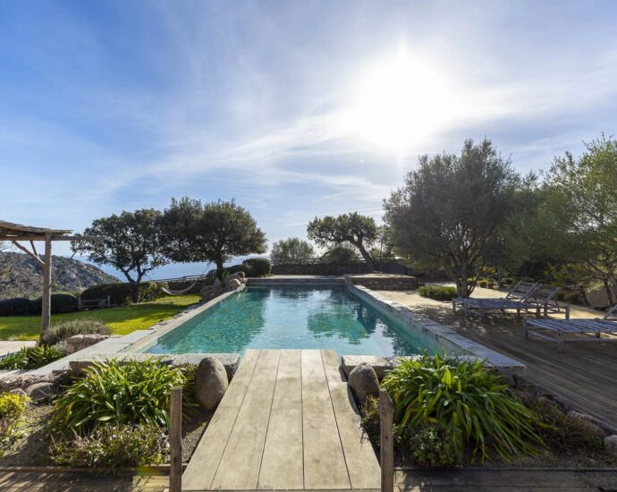 Porto-Vecchio, Palombaggia, Stone Architect-Designed Villa, Panoramic Sea Views, 3 Bedrooms, Swimming Pool, Close to the Beach