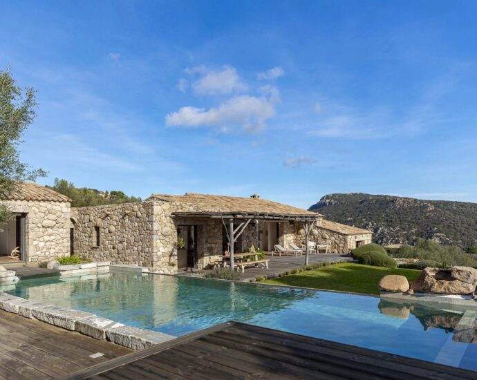 Porto-Vecchio, Palombaggia, Stone Architect-Designed Villa, Panoramic Sea Views, 3 Bedrooms, Swimming Pool, Close to the Beach