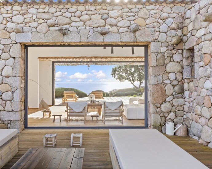 Porto-Vecchio, Palombaggia, Stone Architect-Designed Villa, Panoramic Sea Views, 3 Bedrooms, Swimming Pool, Close to the Beach