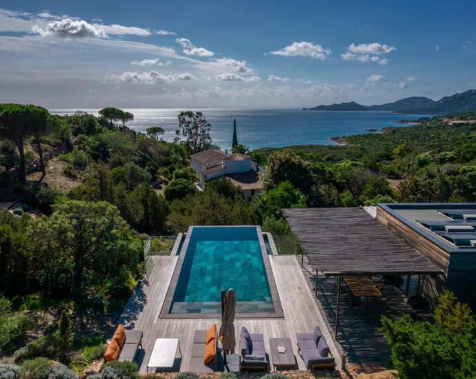 Porto-Vecchio, Palombaggia, Villa vue mer panoramique, 4 chambres, piscine, plage à pied