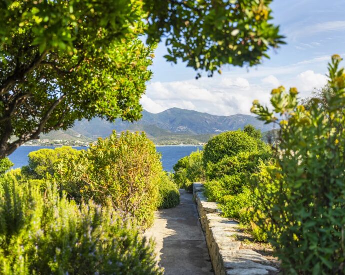 Saint-Florent, Villa contemporaine, 4 chambres, vue mer panoramique, piscine, domaine privé, plage à pieds