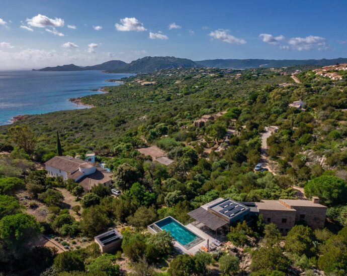 Porto-Vecchio, Palombaggia, Villa vue mer panoramique, 4 chambres, piscine, plage à pied
