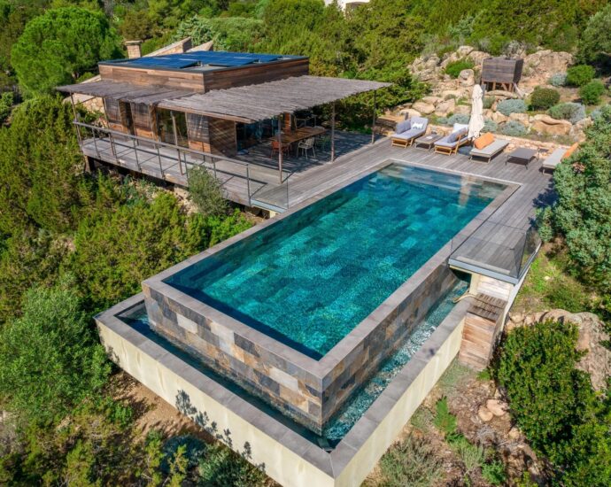 Porto-Vecchio, Palombaggia, Villa vue mer panoramique, 4 chambres, piscine, plage à pied