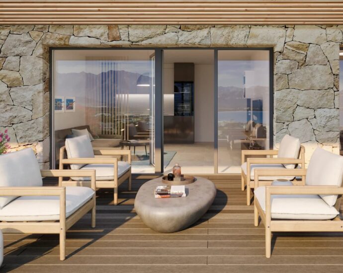 Calvi, Appartement vue mer, 2 chambres, terrasse, piscine, domaine privé, proche plage