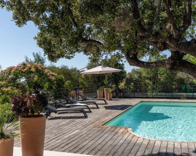 Porto-Vecchio, Palombaggia, villa vue mer, 3 chambres, piscine, plage à pied