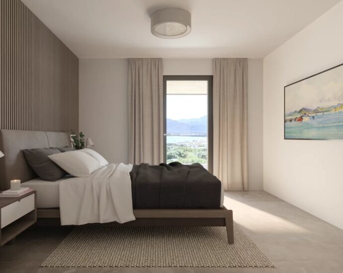 Calvi, Appartement vue mer, 2 chambres, terrasse, piscine, domaine privé, proche plage
