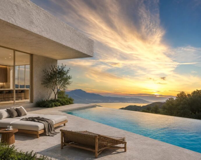 Lumio, Villa contemporaine, 4 chambres, vue mer, piscine, proche plage, vente en VEFA