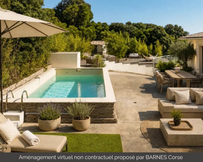 Porticcio, single-storey villa, 4 bedrooms, pool, panoramic sea view, close to beaches