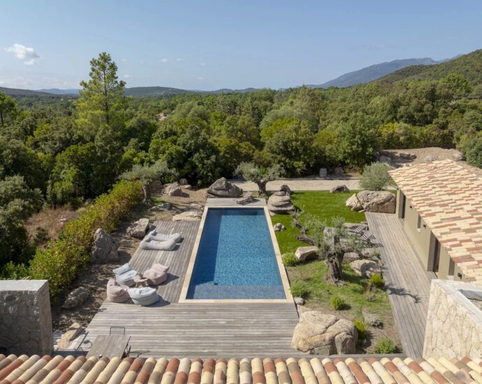 Araggio, Proche Porto-Vecchio, Villa d’architecte en pierre, 4 chambres, piscine, avec Pc pour une second villa, proche plage