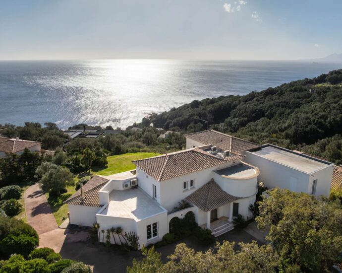 Cap Corse, Erbalunga, villa vue mer panoramique, piscine à débordement chauffée, proche Bastia