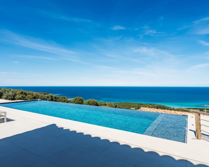 Corbara, villa 4 chambres, piscine à débordement, vue mer imprenable, proche plage